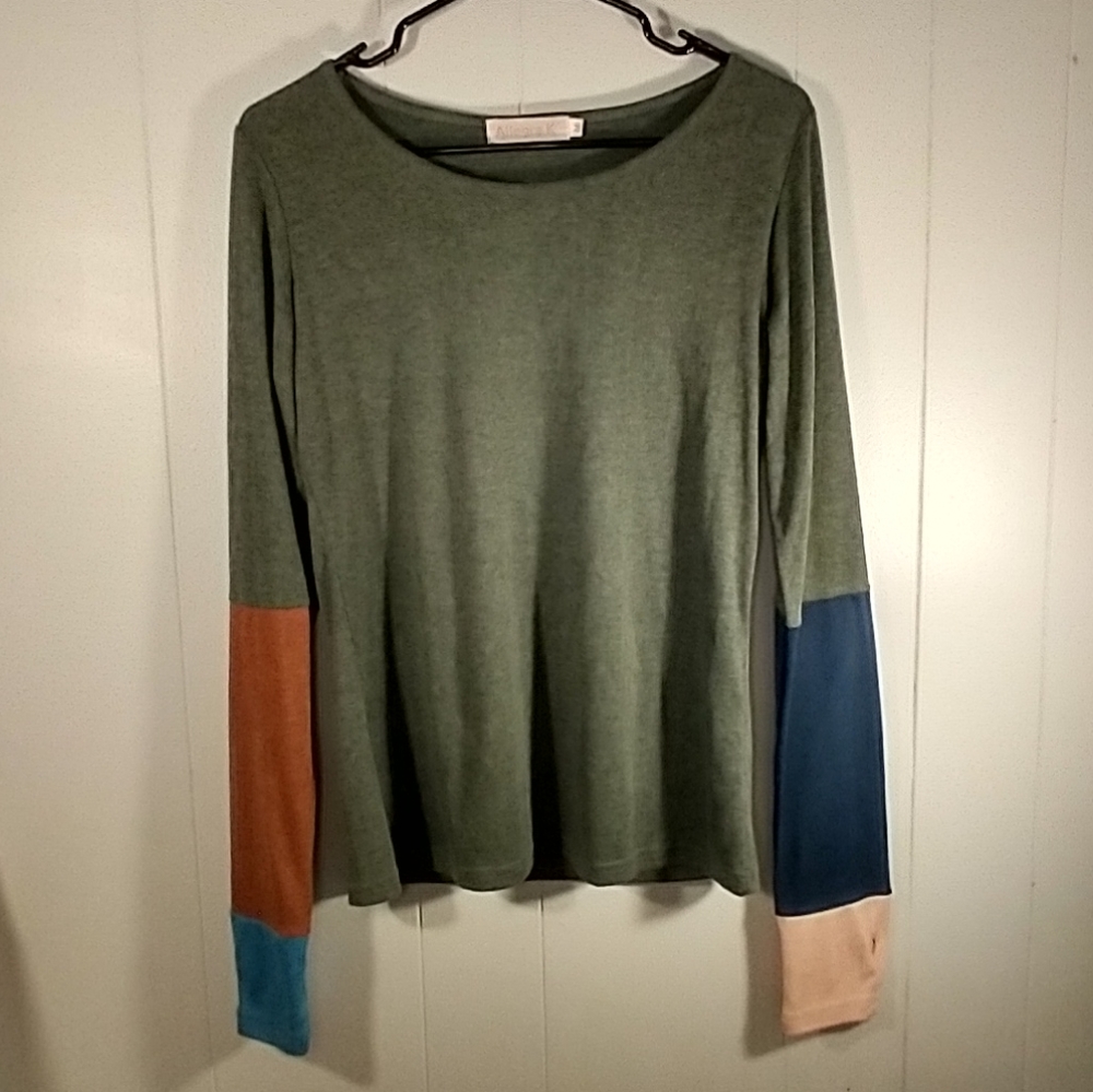 Women's M. Allegra K Color Block Long Sleeve Top